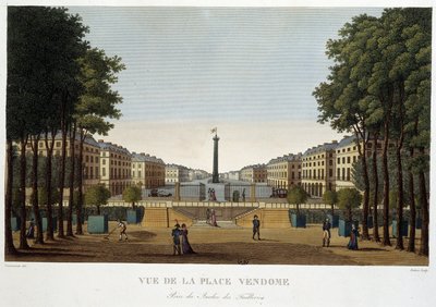 Place Vendôme, zicht op een tuin - Parijs door Courvoisier door Henri Courvoisier Voisin