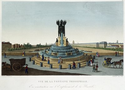 Zicht op de triomf fontein bij de Bastille - in 