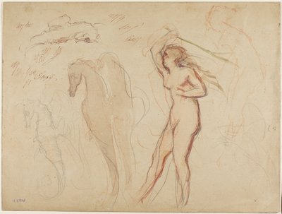 Blad met studies door Henri Cros