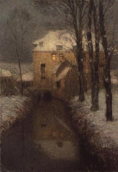 Een Huis in de Winter door Henri Eugene Augustin Le Sidaner