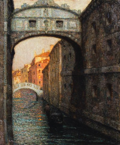Venetië - de Brug der Zuchten door Henri Eugene Augustin Le Sidaner