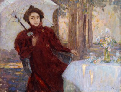 Vrouw met een Paraplu door Henri Eugene Augustin Le Sidaner