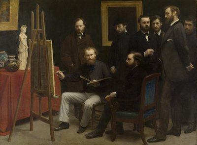 Een atelier in Les Batignolles door Henri Fantin-Latour