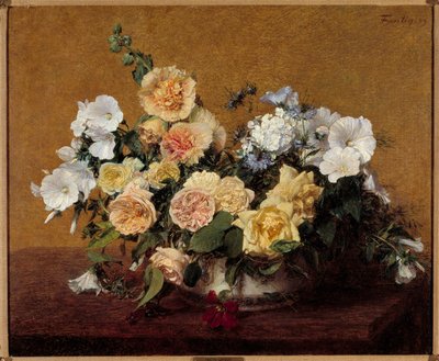 Boeket bloemen door Ignace Henri Jean Fantin Latour