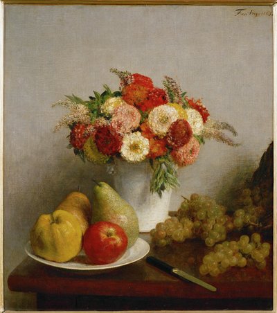 Bloemen en fruit door Henri Fantin-Latour