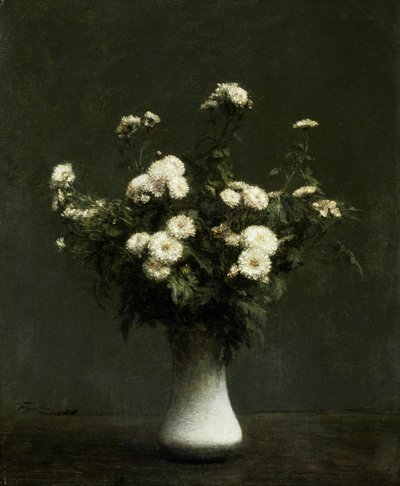 Vaas met chrysanten door Henri Fantin-Latour