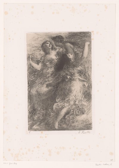 Drie Rijndochters spelen op de bodem van de Rijn door Ignace Henri Jean Fantin Latour
