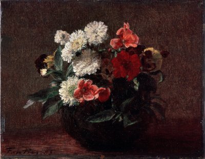 Bloemen in een aardewerken vaas door Ignace Henri Jean Fantin Latour