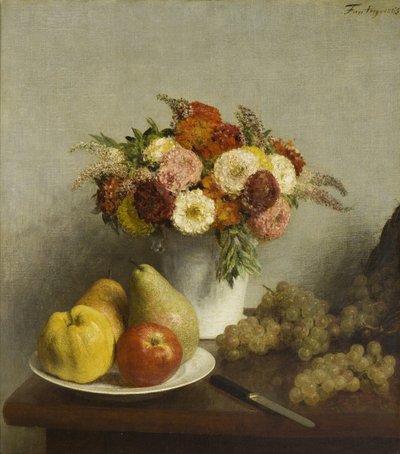 Bloemen en fruit door Henri Fantin Latour