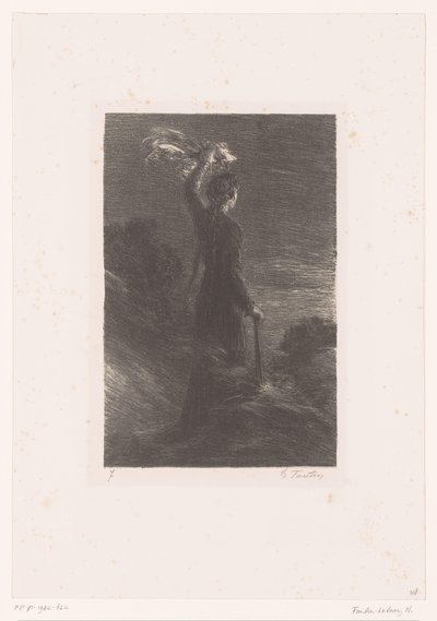 Isolde geeft Tristan het afgesproken sein door Ignace Henri Jean Fantin Latour
