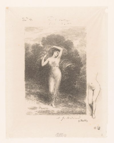 Jonge vrouw met sjaal door Ignace Henri Jean Fantin Latour