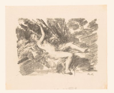 Naakte vrouw ontwaakt door Ignace Henri Jean Fantin Latour