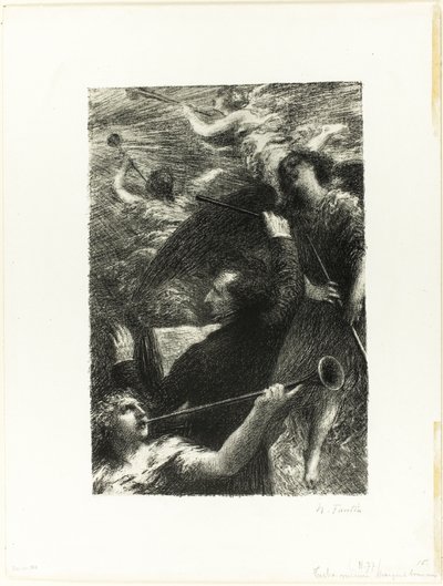 Tuba Mirum Spargens Sonum door Ignace Henri Jean Fantin Latour
