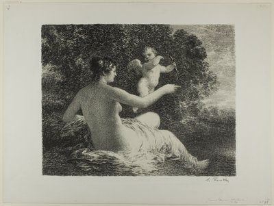 Venus en Cupido, grote plaat door Ignace Henri Jean Fantin Latour