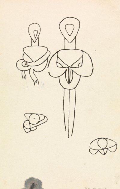 Vier studies voor twee figuurontwerpen door Henri Gaudier Brzeska