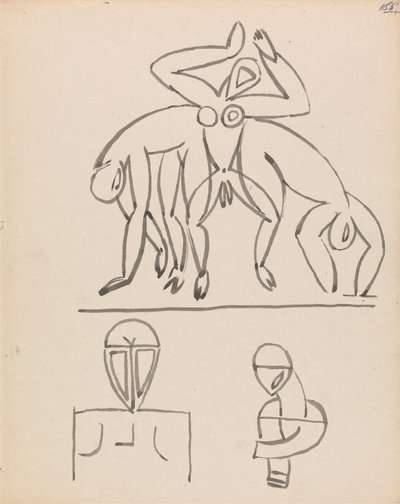 Negen figuurstudies door Henri Gaudier Brzeska