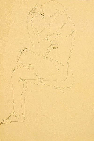 Sophie naakt, zittend, benen gekruist door Henri Gaudier Brzeska