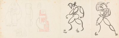 Twee dansende figuren en vijf studies voor een moeder en kind groep door Henri Gaudier Brzeska