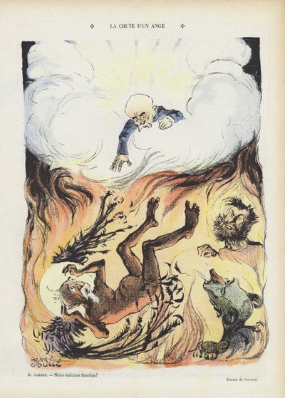 De val van een engel (Illustratie voor Le Rire) door Henri Gousse