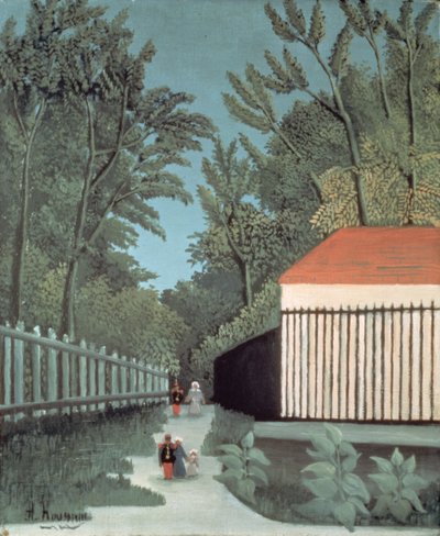 Landschap in Montsouris Park met vijf figuren door Henri J.F. Rousseau