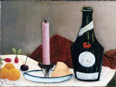 Nature morte a la bougie rose (Stilleven - de roze kaars) Schilderij van Henri Rousseau genaamd de Douanier (1844-1910) 1909 The Phillips Collection, Washington, D.C. door Henri J.F. Rousseau