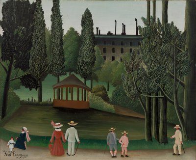 Uitzicht op Montsouris Park, de Kiosk, waarschijnlijk 1908-1910 door Henri J.F. 1844 1910 Rousseau