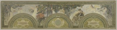 Schets voor de zuidelijke ingangssalon van het Hôtel de Ville de Paris: De Schilderkunst - De Literatuur door Henri Jean Guillaume Martin