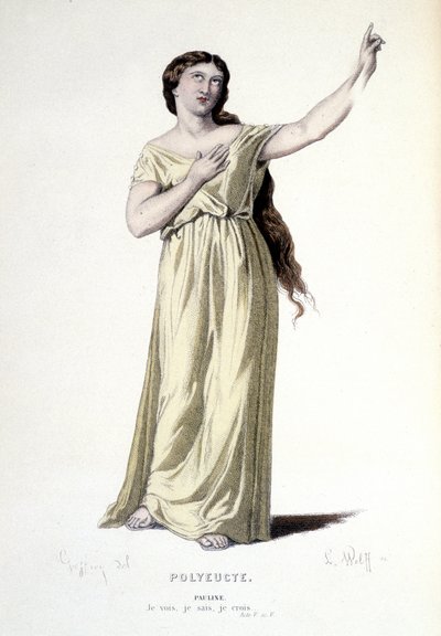 Kostuumontwerp voor Pauline in "Polyeucte", 1884 door Henri Jules Jean Geoffroy