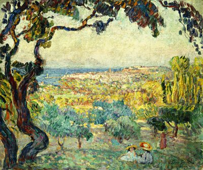 Twee Kinderen in een Kustlandschap door Henri Lebasque