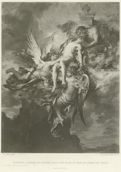 Sarpedon gedragen naar Jupiter vanaf de vlakte van Troje door Slaap en Dood door Henri Leopold Levy