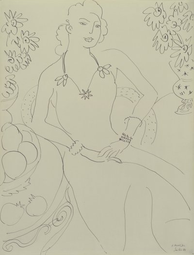 Tekening van een zittende vrouw door Henri Matisse