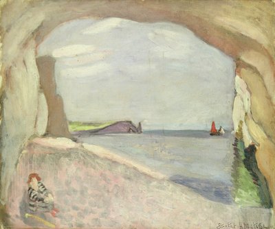 Etretat, het rode zeil (schilderij) door Henri Matisse