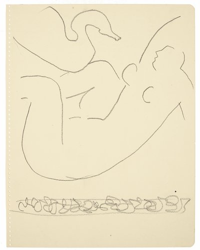 Studie (Leda en de Zwaan) (zwart Conté-krijt op papier) door Henri Matisse