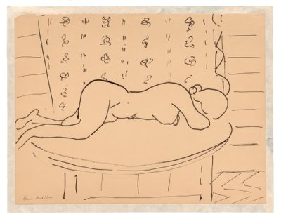 Vrouwelijk naakt liggend op een tafel door Henri Matisse