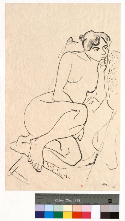 Peinzende figuur in een klapstoel door Henri Matisse