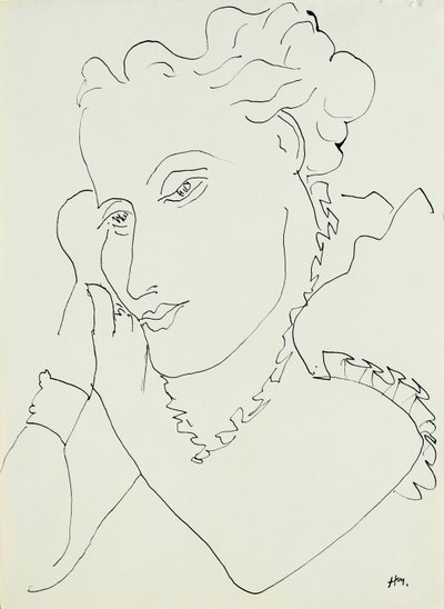 Hoofd van een vrouw, handen tegen haar wang door Henri Matisse
