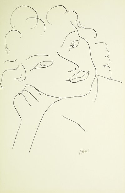 Kop van een jonge vrouw (pen en zwarte inkt op papier) door Henri Matisse