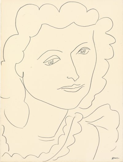 Groot hoofd (Lucienne) (potlood op papier) door Henri Matisse