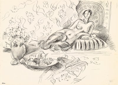 Liegende Odaliske II, c.1927 (pen en inkt op papier) door Henri Matisse