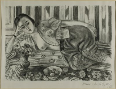 Odalisque in rood satijnen pantalon door Henri Matisse