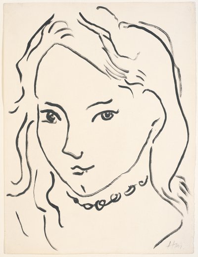 Portret van Marguerite, ca. 1906-1907 (penseel en Oost-Indische inkt op papier) door Henri Matisse