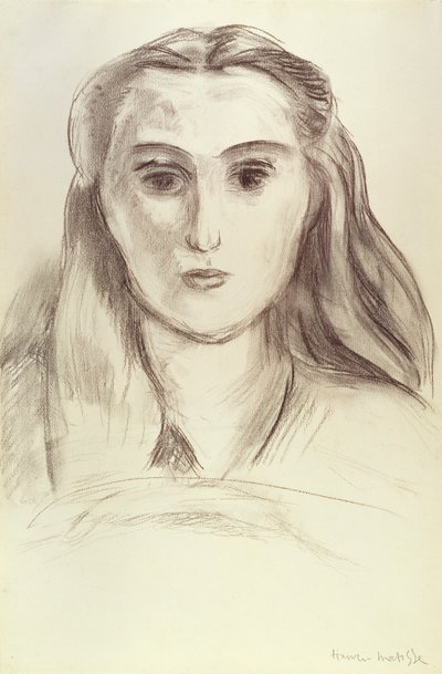 Portret van een jonge vrouw met opgestoken haar (L.N. Delektorskaya) door Henri Matisse