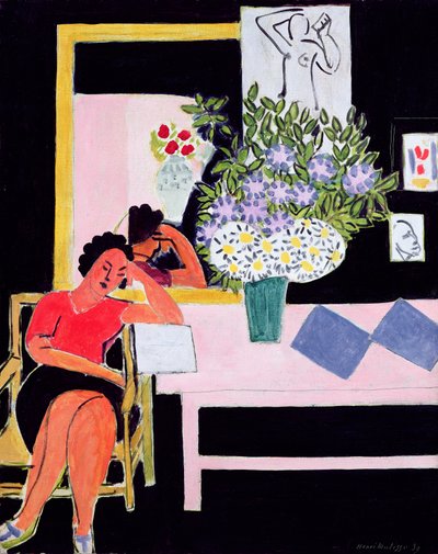 Lezer op een zwarte achtergrond door Henri Matisse