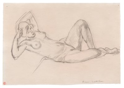 Liggend vrouwelijk naakt met opgetrokken knie door Henri Matisse