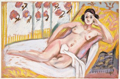 Liggend naakt (Nu Allonge) c.1925 (pastel op gevlokt papier) door Henri Matisse