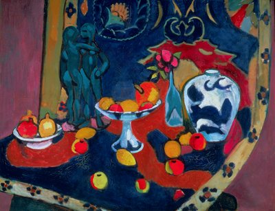 Stilleven van fruit en een bronzen beeld door Henri Matisse