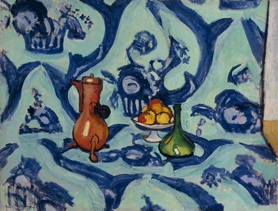 Stilleven met blauw tafelkleed door Henri Matisse