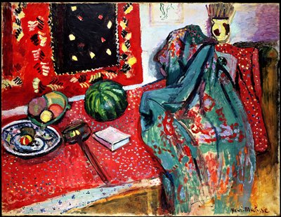 Stilleven met een rood tapijt door Henri Matisse