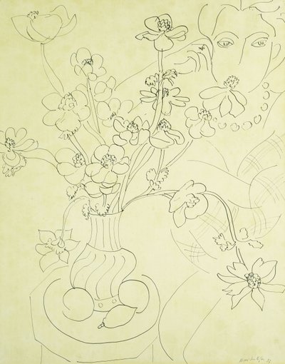 Studie voor Anemonen en Vrouw, Harmonie in Blauw door Henri Matisse