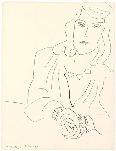 Vrouwenkop met ketting door Henri Matisse